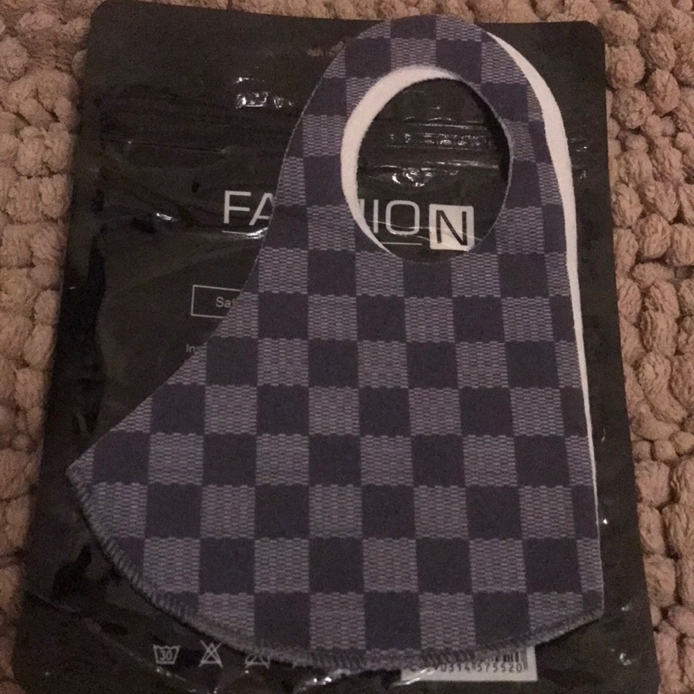 Black And Gray Checkered Fashion Face Mask
